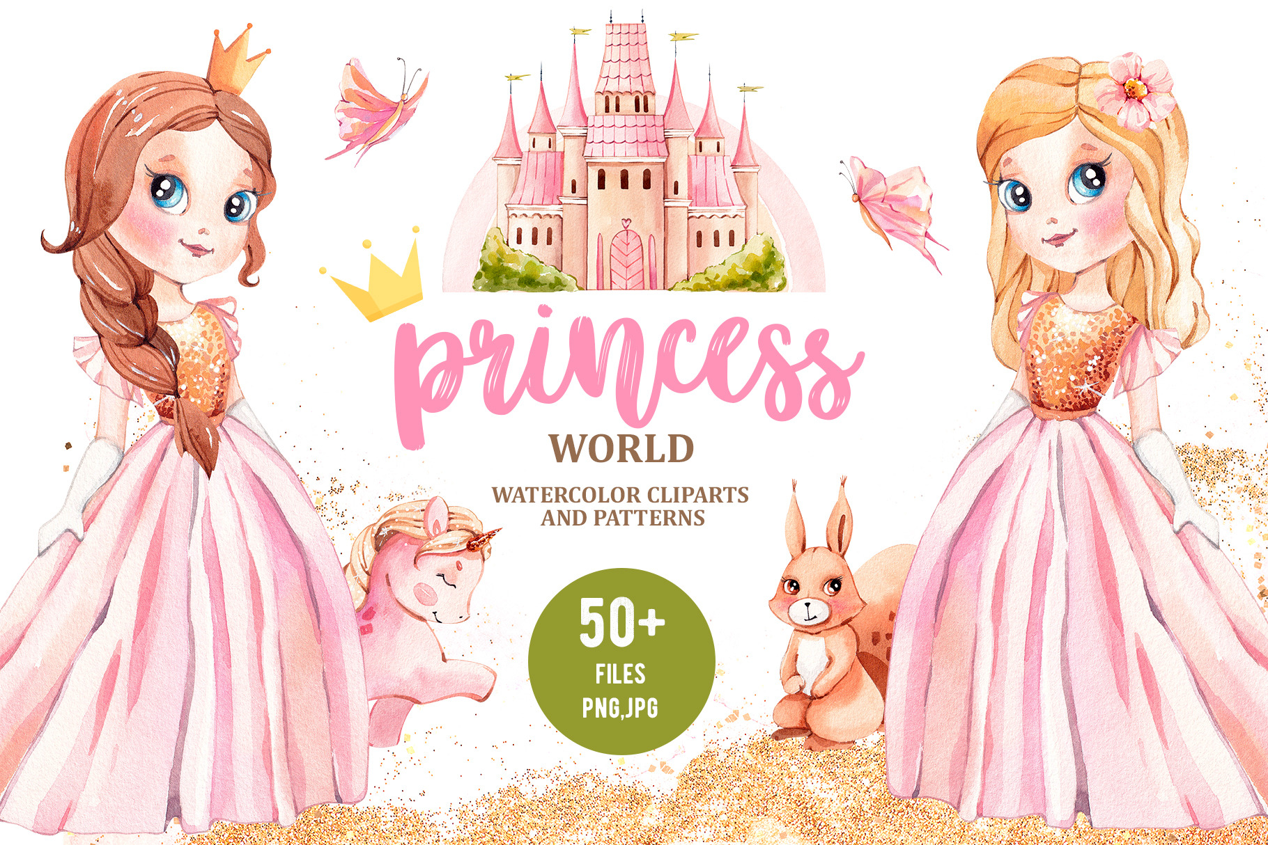 Princess world. Watercolor set, an Animal Illustration by VerAna