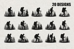 Hiking Silhouette Bundle, an Illustration by balal