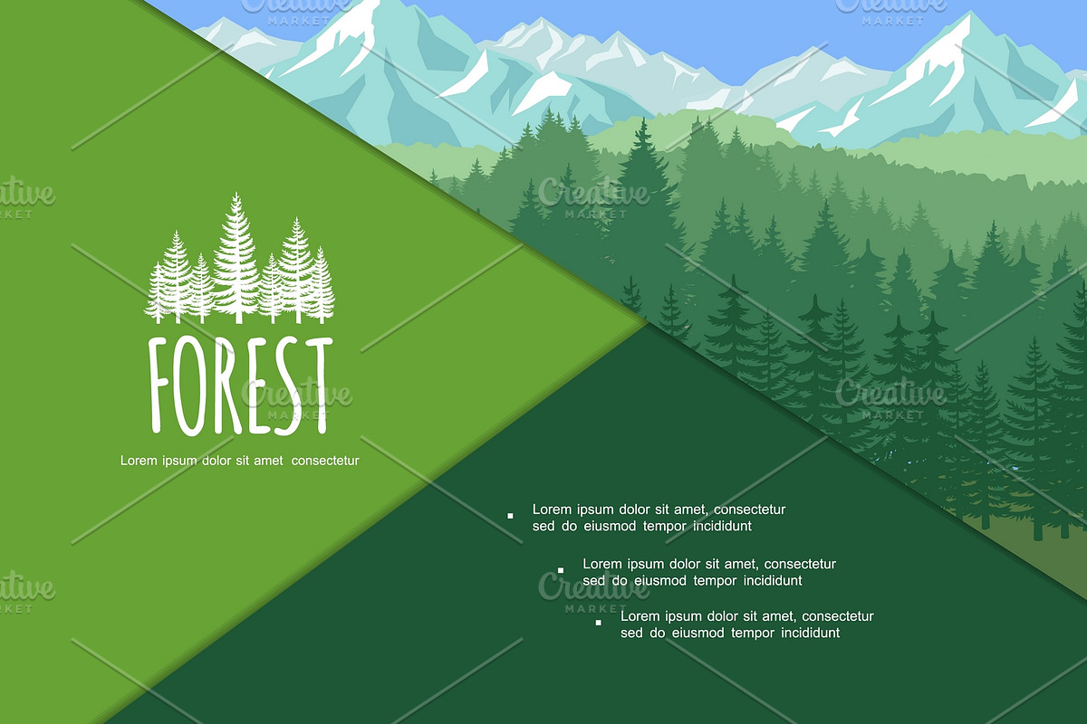 Colorful summer forest composition, a Decorative Illustration by Microvector