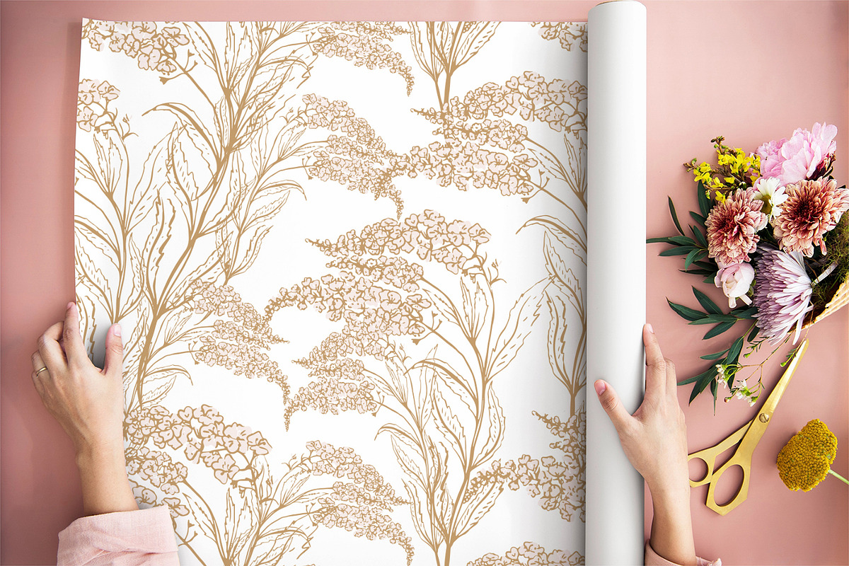 Golden Blossom Flowers, a Pattern Graphic by MalyskaStudio (Photo 7 of 12)