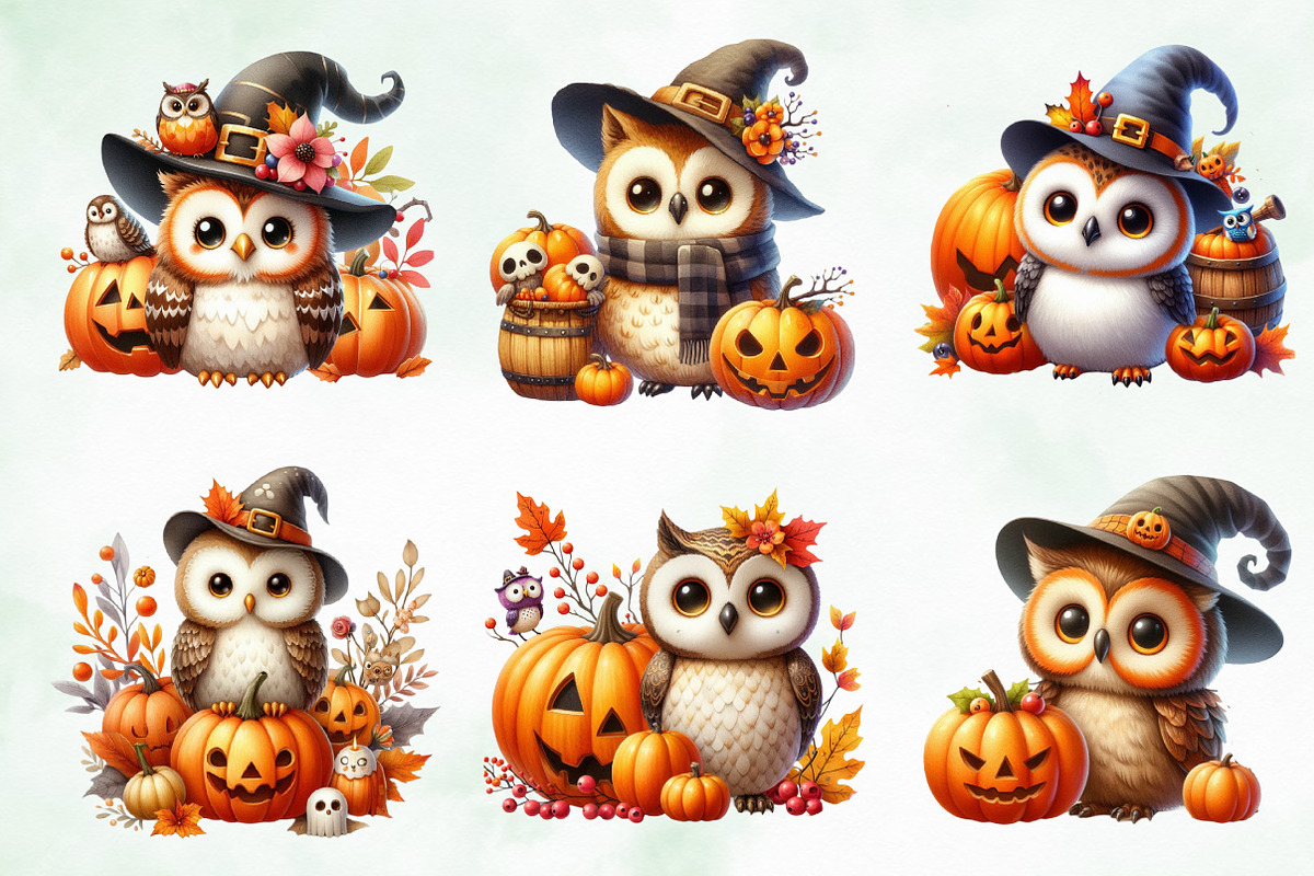 Halloween Fall Cute Owl Sublimation, an Illustration by Creative Art (Photo 2 of 4)