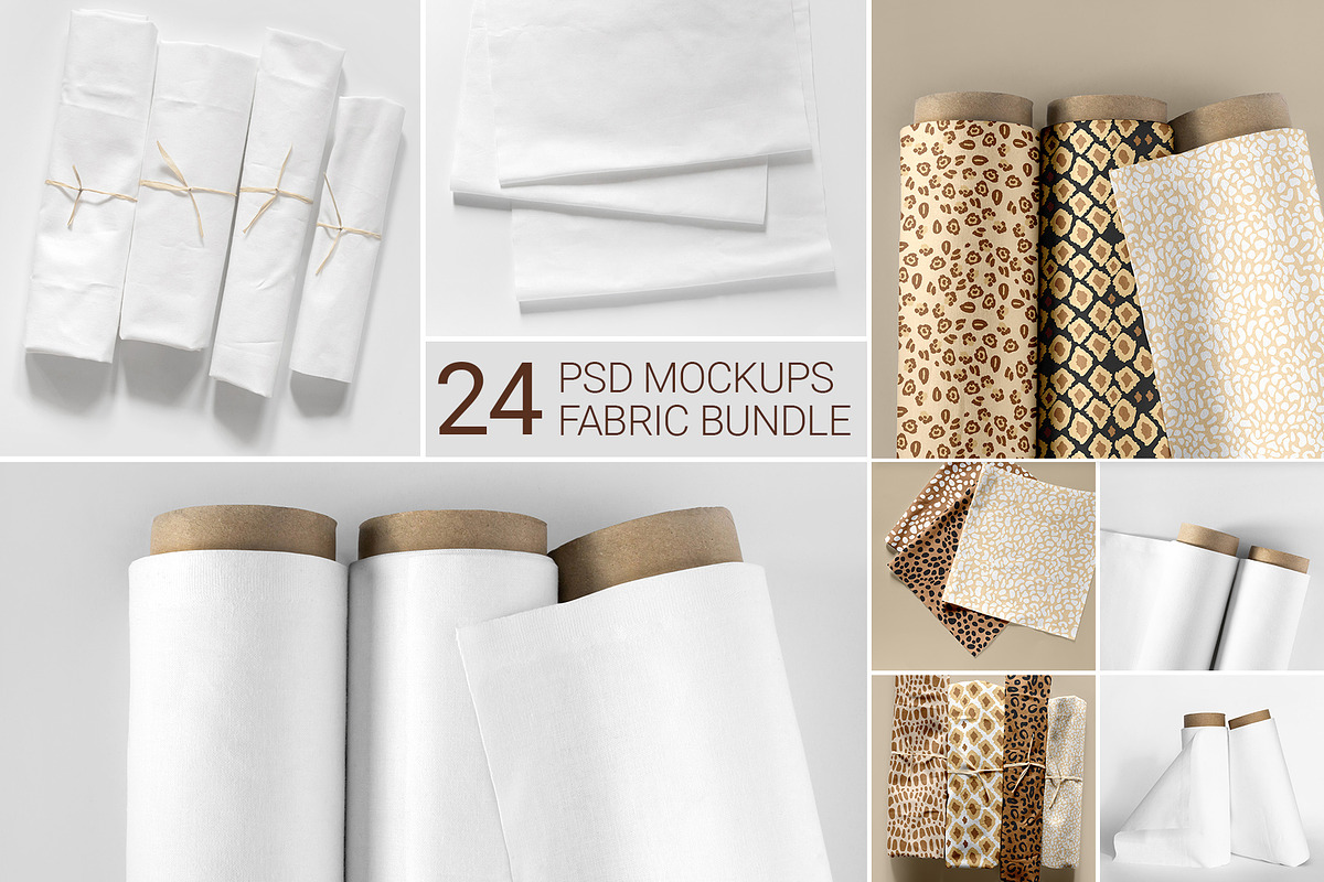 24 Fabric Mockup Bundle, a Packaging Mockup by bazarova (Photo 1 of 13)