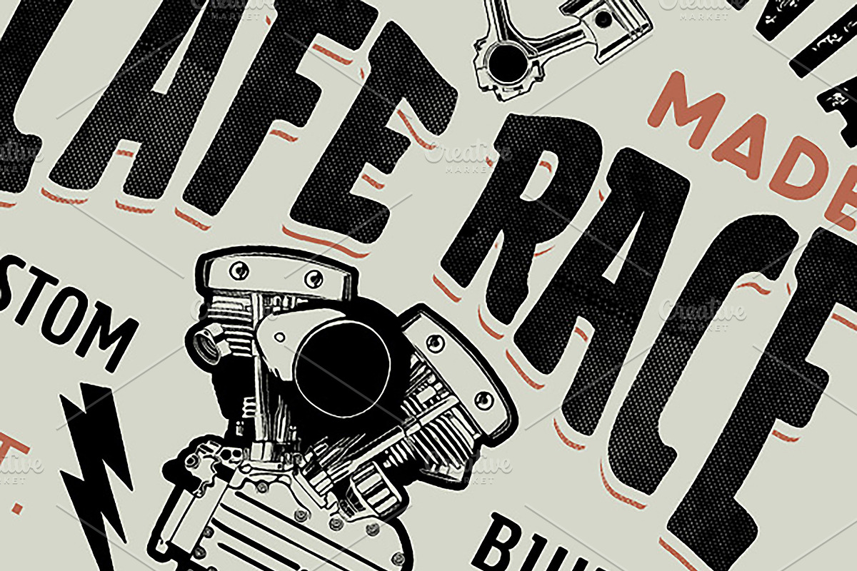Cafe Race T-shirt Print, a Texture Illustration by swsctn (Photo 3 of 3)