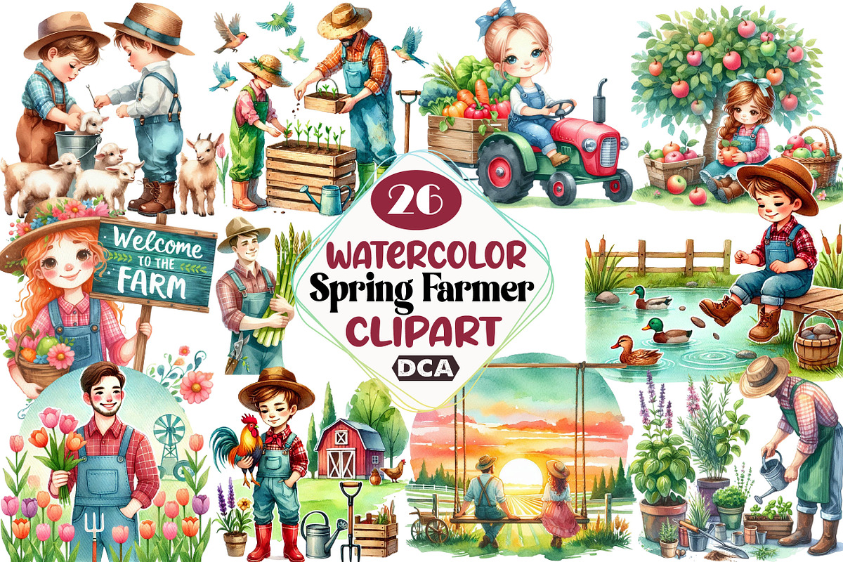 Spring Farmer Clipart, an Illustration by DreamCafeArt (Photo 1 of 3)