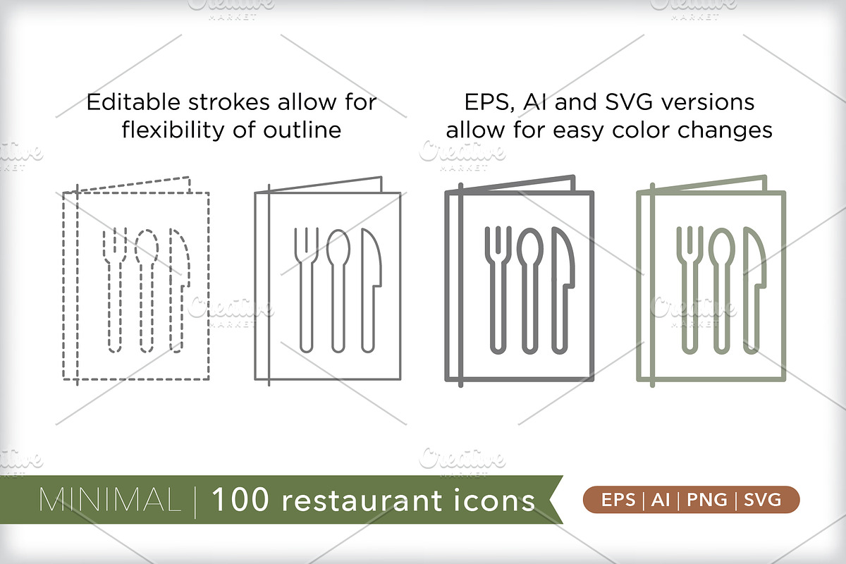 Minimal 100 restaurant icons, an Outline Icon by Picture Window (Photo 10 of 10)