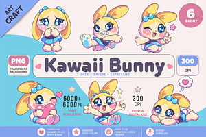Kawaii Bunny Character 01. Sticker, an Animal Illustration by KENO Mascots