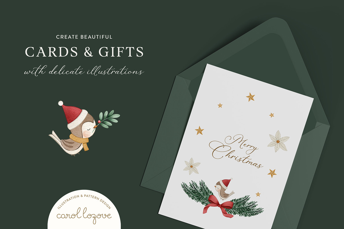 Watercolor Whimsical Christmas Set, a Decorative Illustration by Carol Lozove (Photo 2 of 44)
