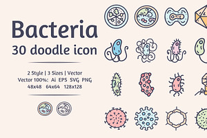 Viruses and bacteria doodle icon