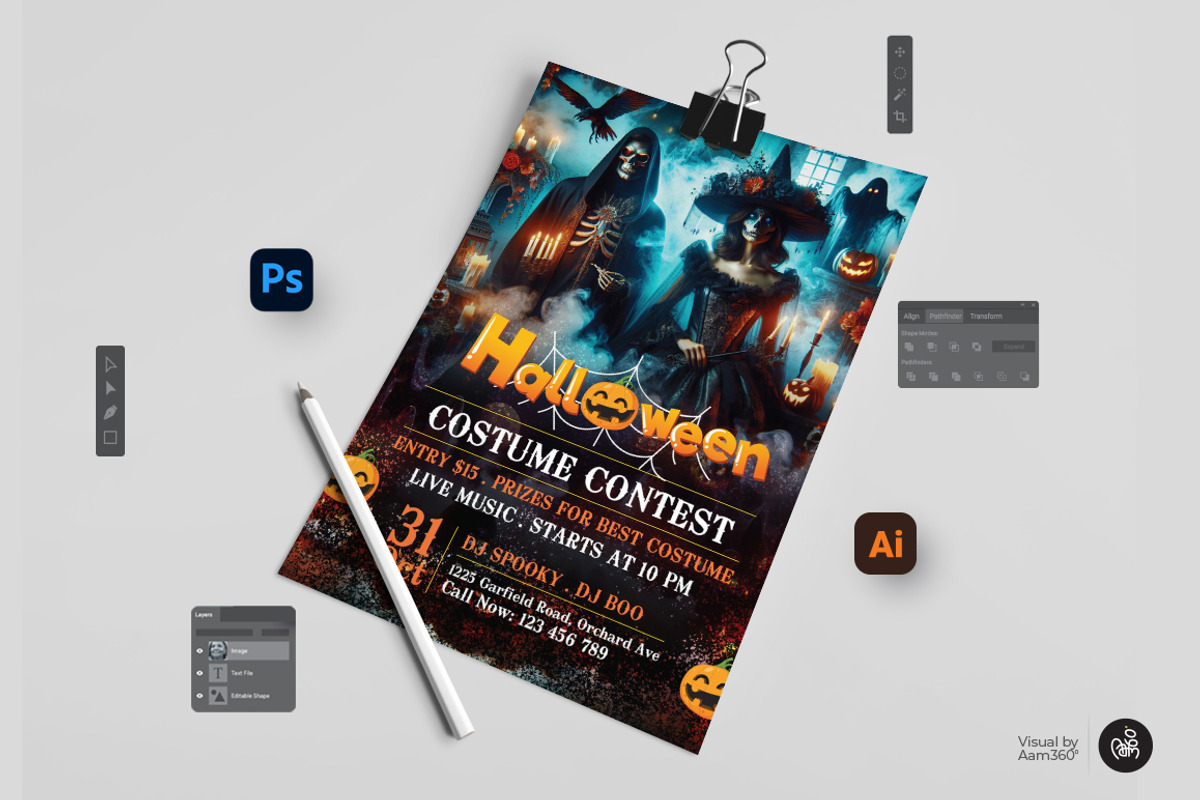Halloween Costume Contest Bundle, a Flyer Template by Aam360 (Photo 9 of 9)