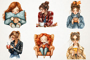 Cozy Autumn Coffee Girl Clipart Bund, an Illustration by RobertsArt (Thumbnail 4 of 7)
