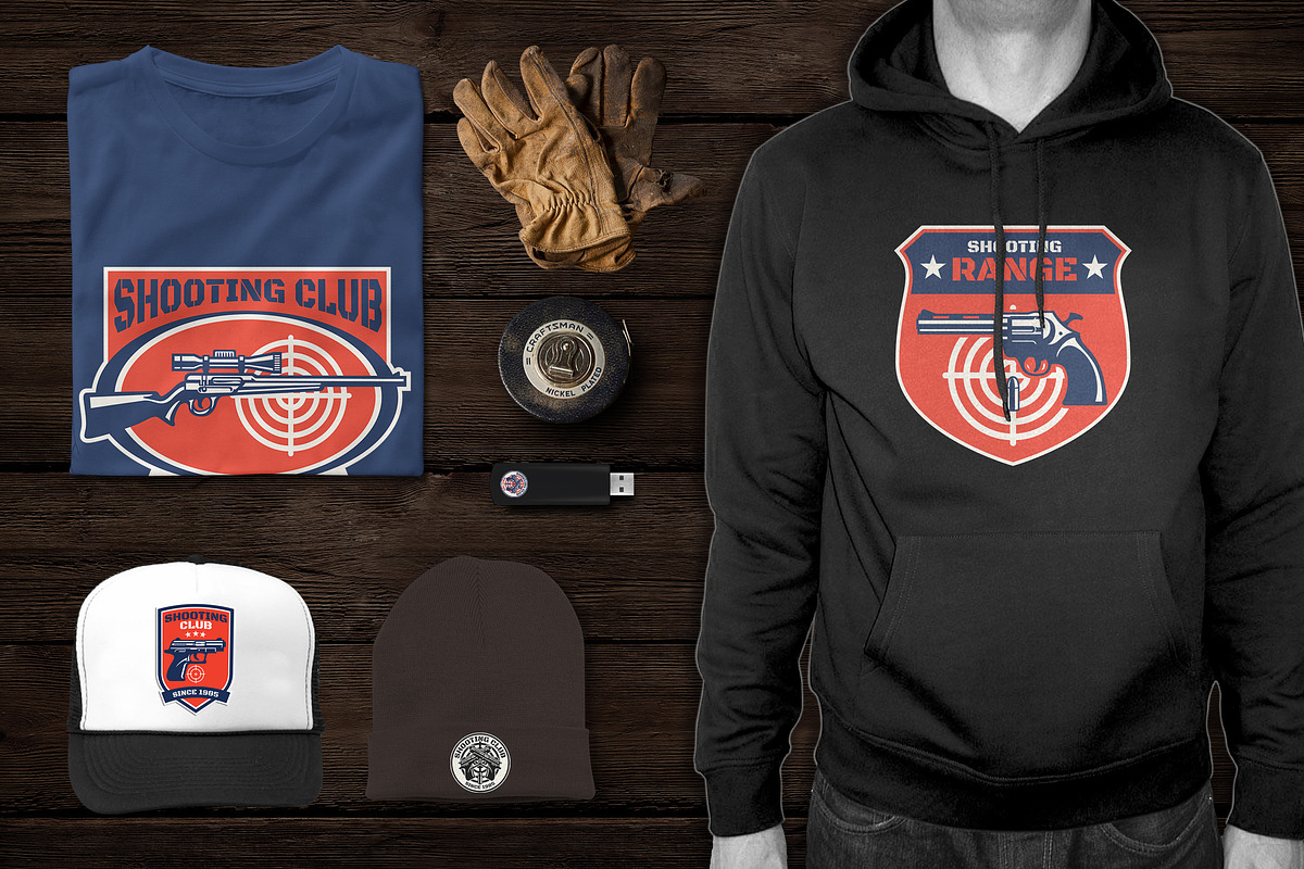 Vector Set of Shooting Club Badges, an Object Graphic by bazzier_graphik (Photo 5 of 5)