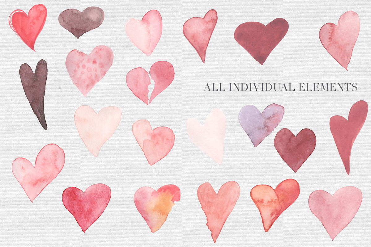 Watercolor Valentine Hearts, an Illustration by The Autumn Rabbit Ltd (Photo 2 of 2)