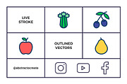 Fruit and Vegetables Line Icons, an Outline Icon by Abstracto-Create (Thumbnail 7 of 7)