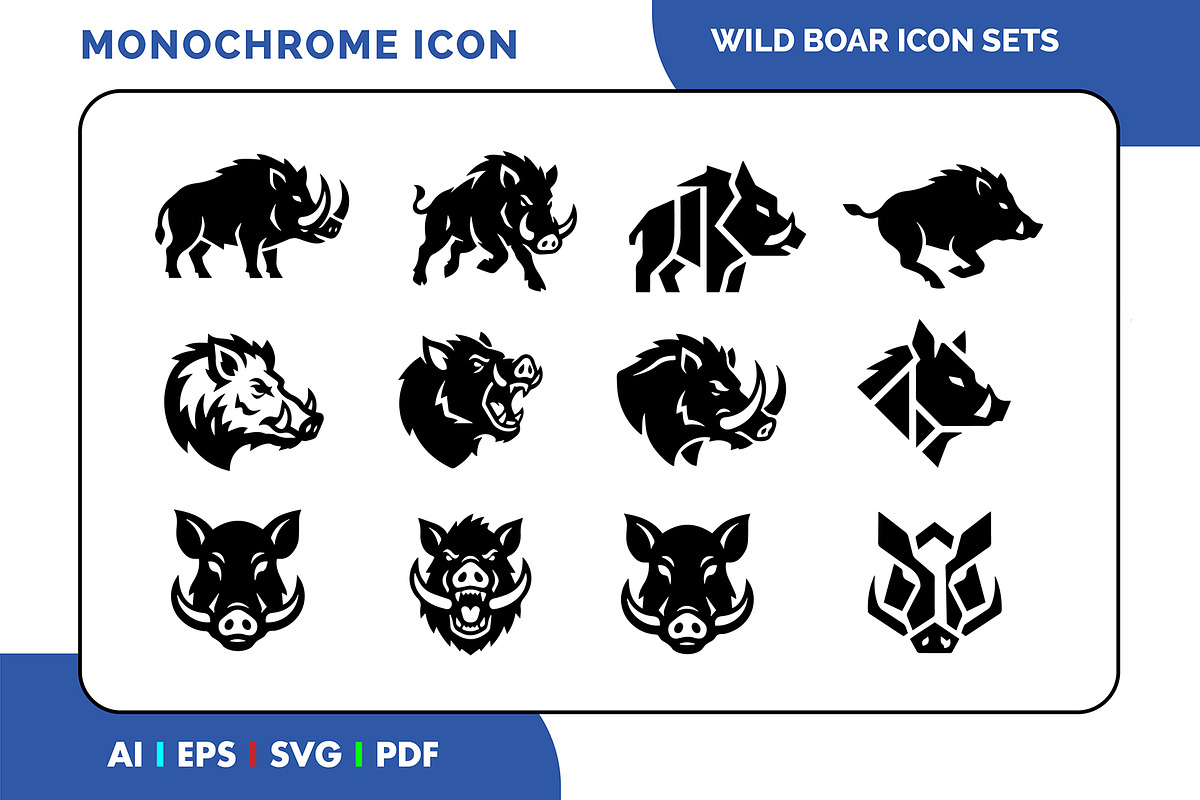 Wild Boar Icons Bundle, a Solid Icon by Fontmine Studio (Photo 1 of 3)
