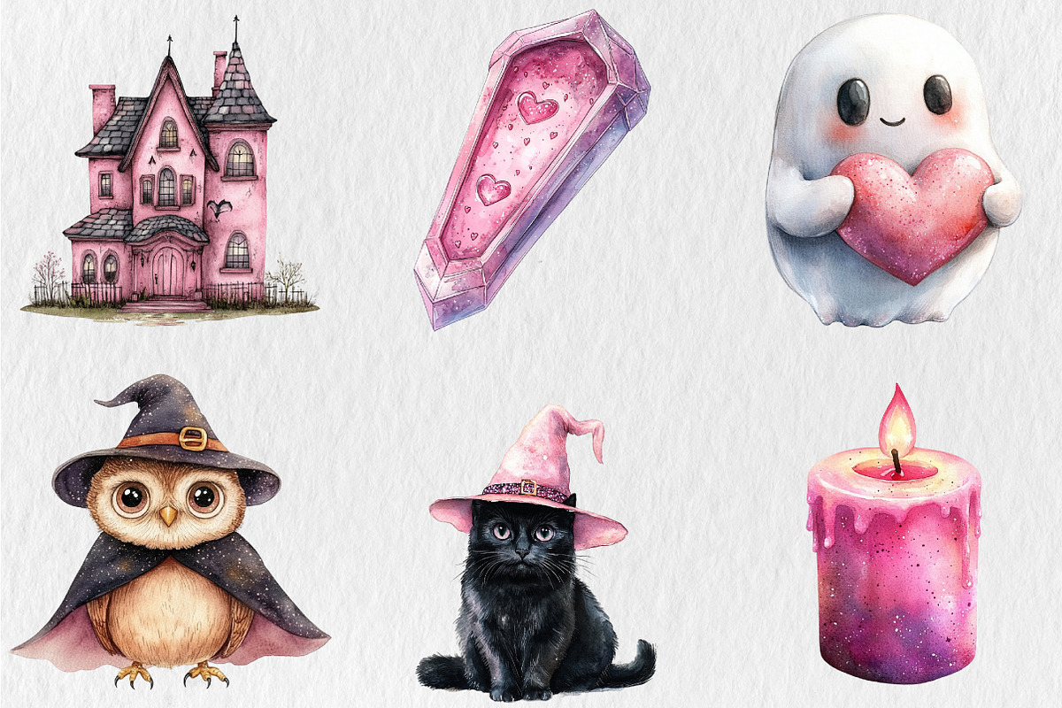 Pink Glitter Halloween Clipart, an Illustration by Rose Art (Photo 4 of 5)