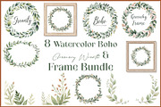 Boho Greenery Wreath & Frame Set, an Illustration by BIPLOB EXPERT (Thumbnail 1 of 6)