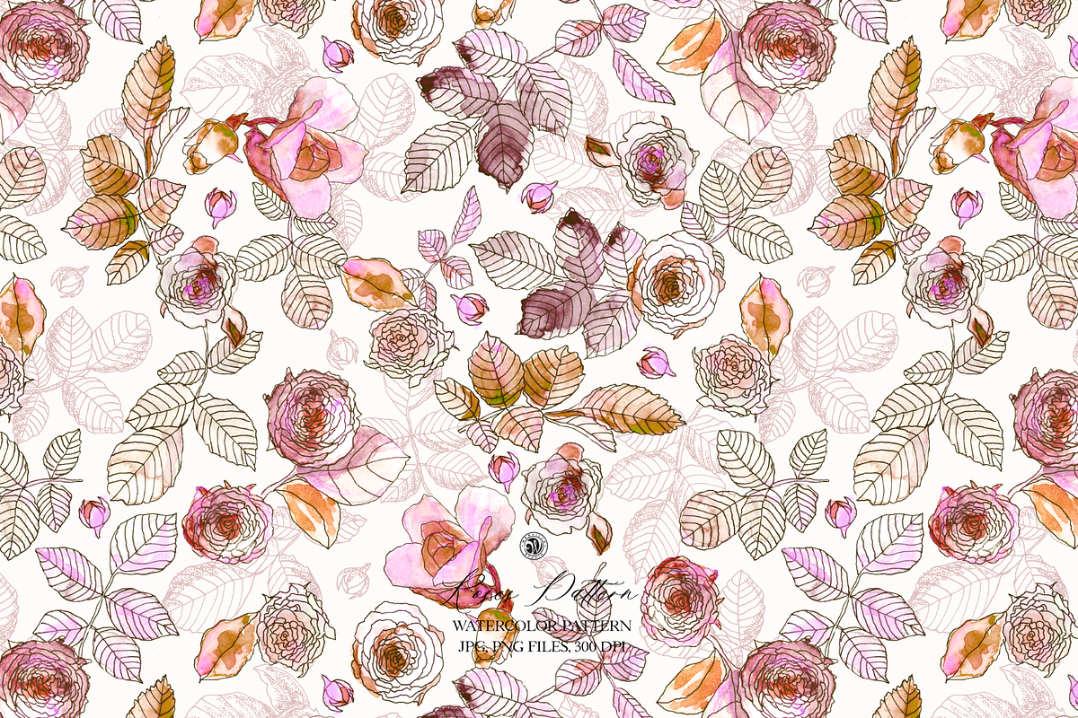 Watercolor Roses Pattern, a Pattern Graphic by Webvilla Studio (Photo 7 of 7)