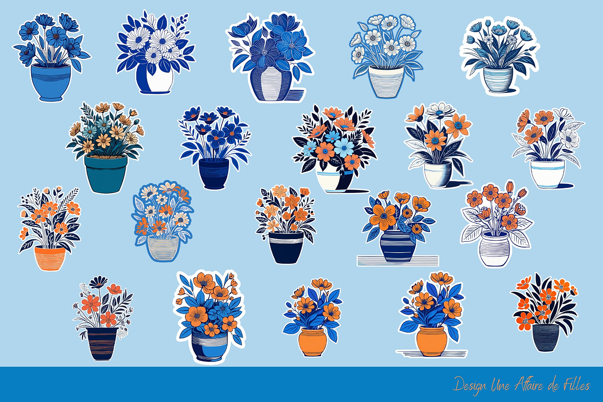 Flowers in a Pot : 40 Stickers, a Seasonal Illustration by Une Affaire de Filles (Photo 1 of 3)