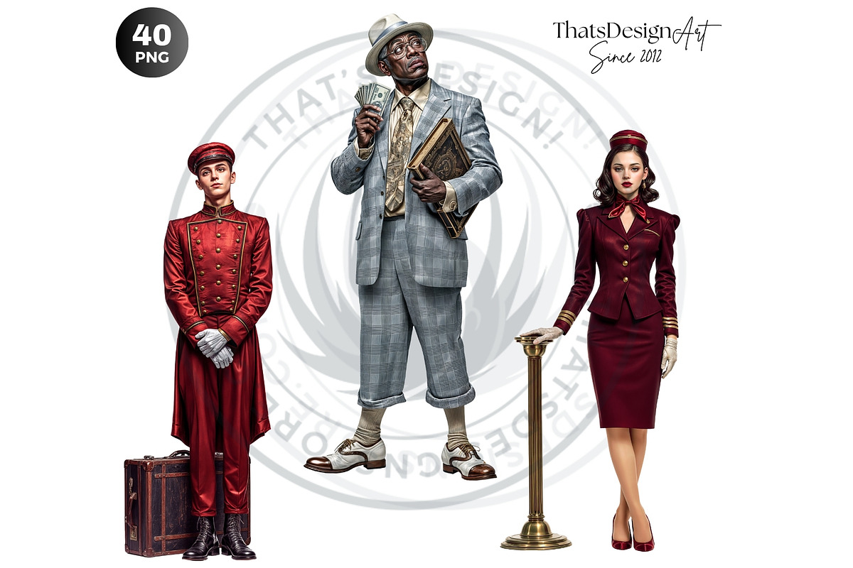 Noir Movie Characters clipart set, a Decorative Illustration by ThatsDesignArt (Photo 9 of 10)