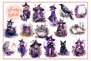 Purple Magic Halloween Witch, a Seasonal Illustration by Whimsy & Wishes (Thumbnail 2 of 3)