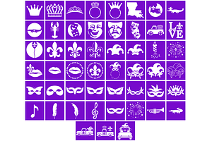 51 Mardi Gras Digital Stencil.