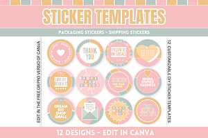 Cute Packaging Sticker Templates, a Stationery Template by SunshineStudioBoutique