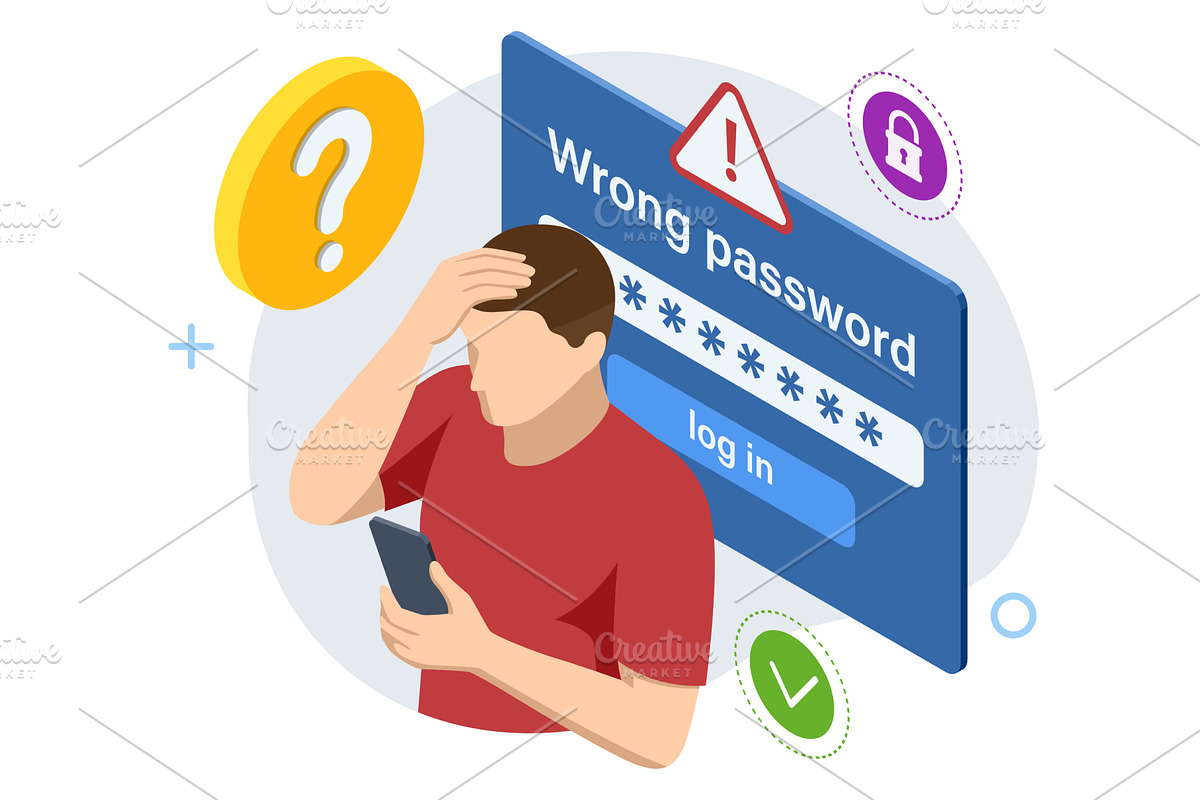 Isometric password error, a Technology Illustration by Golden Sikorka
