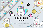 Kawaii cats | Clipart & patterns, an Illustration by TaniCreatures (Thumbnail 1 of 11)