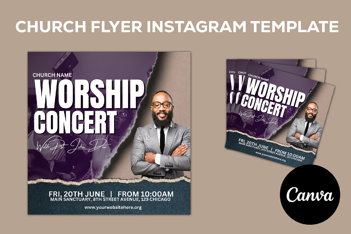 Church Flyer Canva Template, a Social Media Template by Sipi_Graphics (Photo 1 of 3)