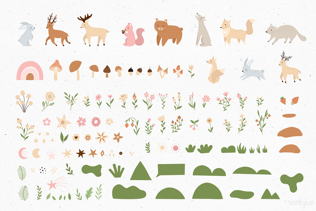 Woodland - cute collection, an Animal Illustration by roskque (Photo 3 of 11)