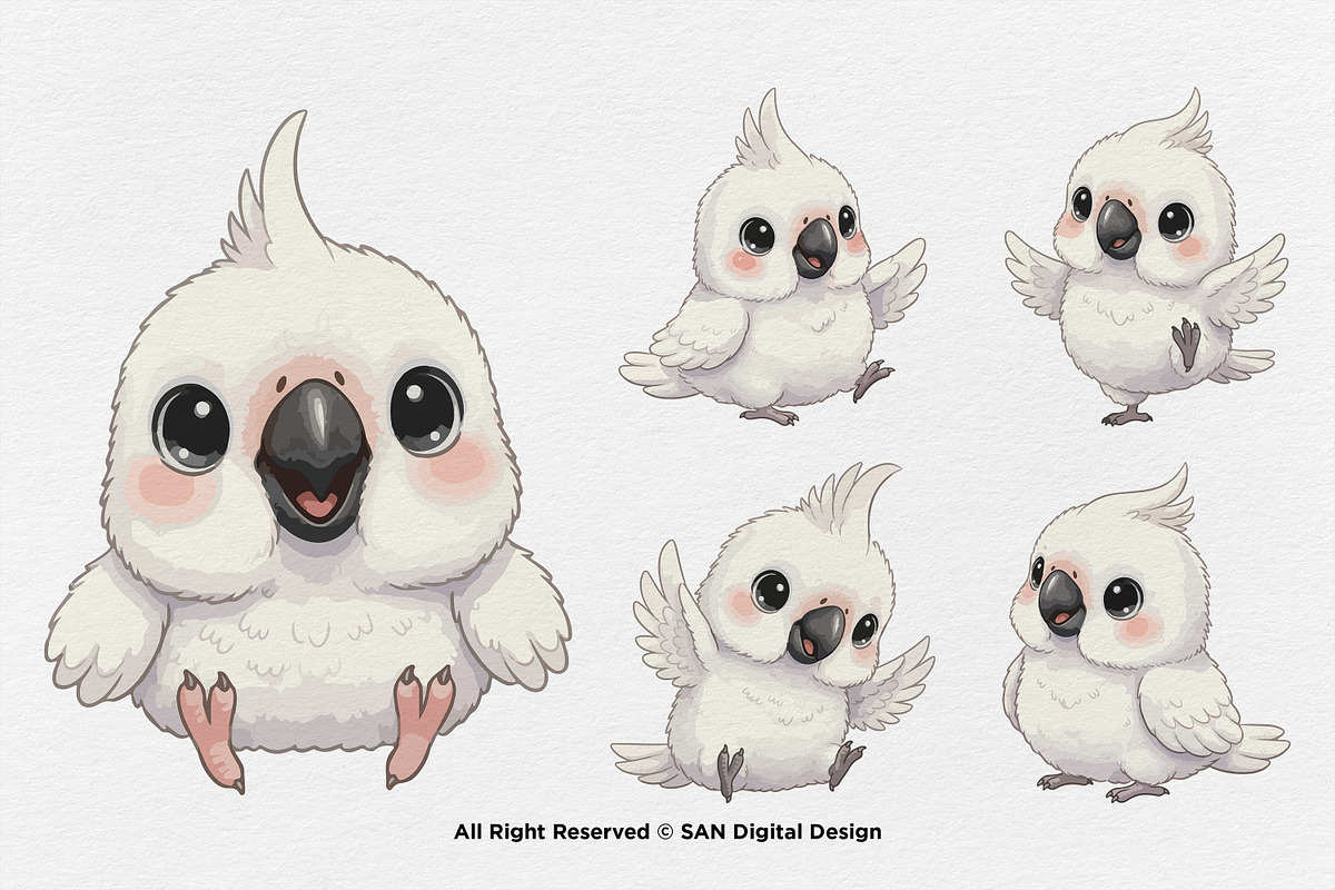 15 Bundle Watercolor White Parrot, an Animal Illustration by Morspective (Photo 6 of 8)