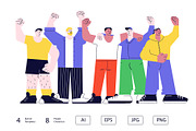 Crowd of people hands fist up, a Person Illustration by Lucky Shop (Thumbnail 1 of 4)