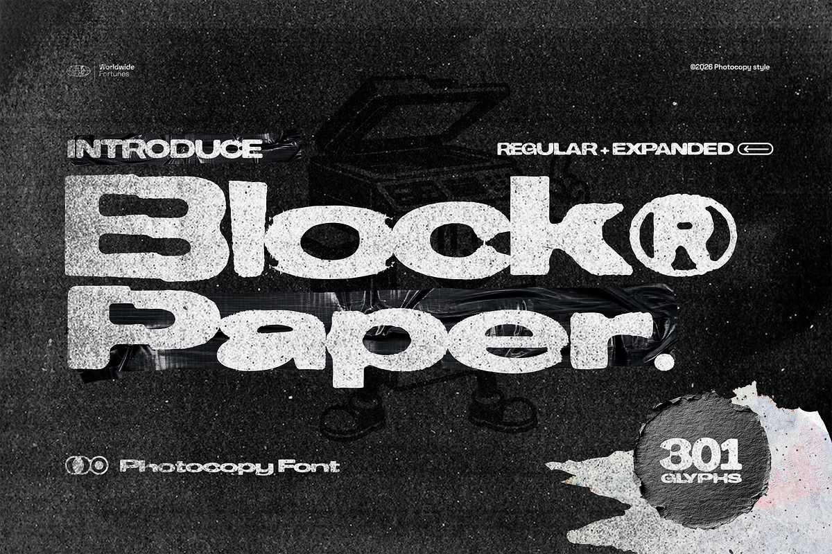 Blockpaper-Photocopy Font, a Sans Serif Font by Fortunes Co (Photo 1 of 9)