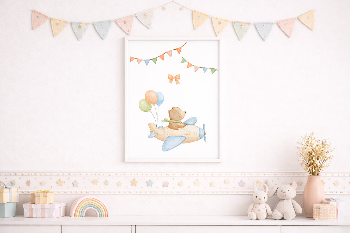 Watercolor Animal Airplane Clipart, an Animal Illustration by ElenaPlatovaArt (Photo 9 of 12)