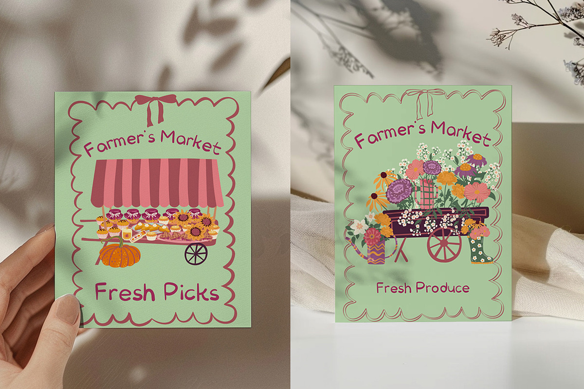 Autumn farm market Postcards Clipart, a Person Illustration by Carpet Tapete Pretzel (Photo 7 of 11)