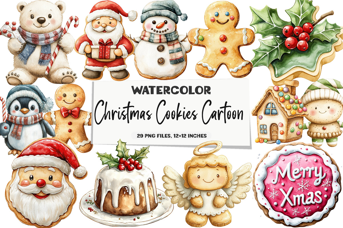 Christmas Cookies Cartoon Clipart, an Illustration by DreamArtGraphic (Photo 1 of 5)