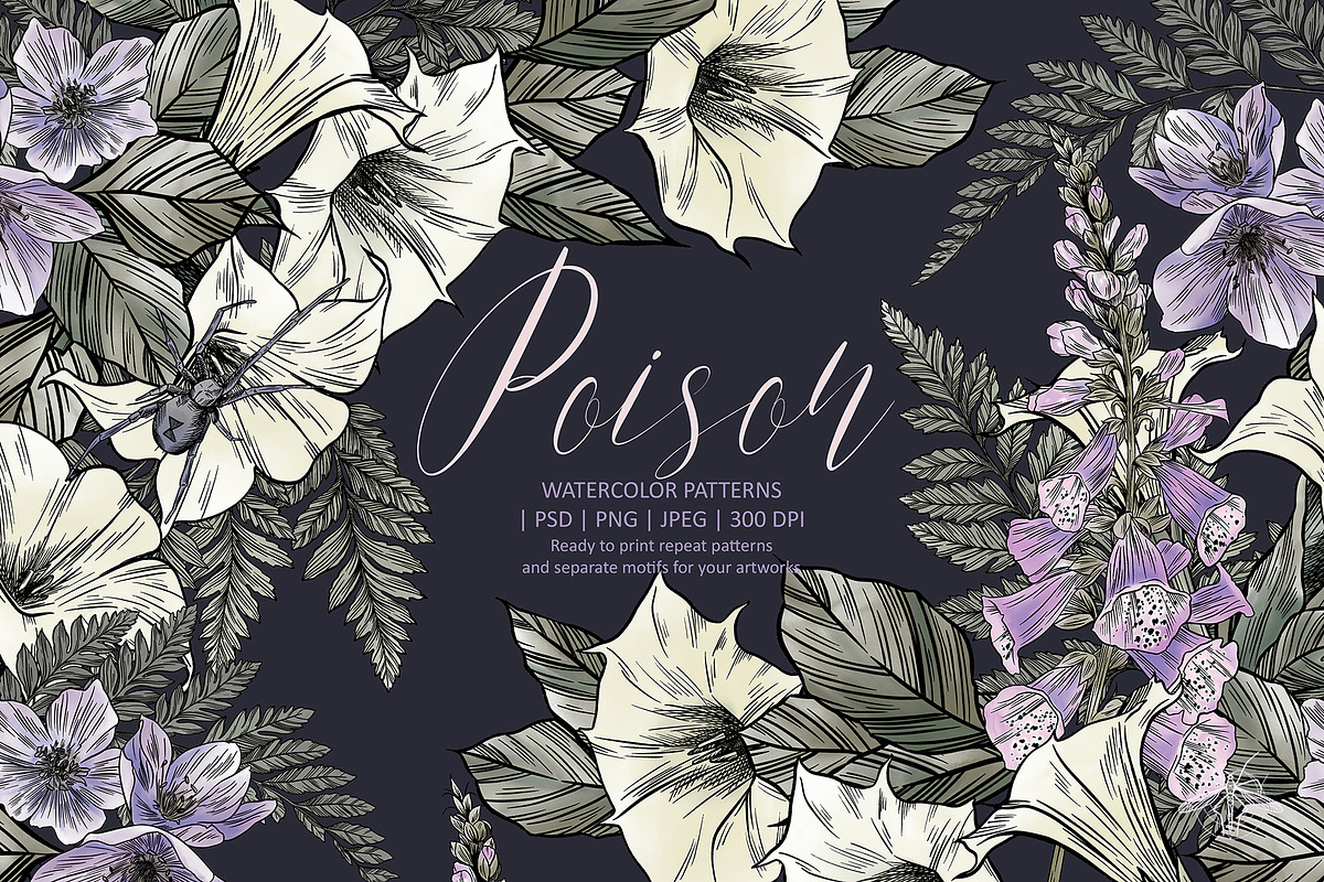 POISON | Watercolor HALLOWEEN set, a Decorative Illustration by Tanya Vollar (Photo 1 of 16)