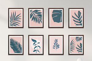 Tropical Botanical Wall Art Set of 8, a Poster Template by Coldgrey Design Studio