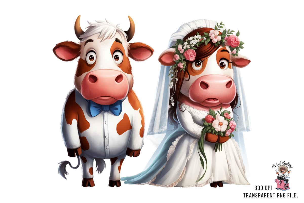 Cow Wedding Couple PNG Bundle, a Graphic by Clipart Bloom (Photo 12 of 15)