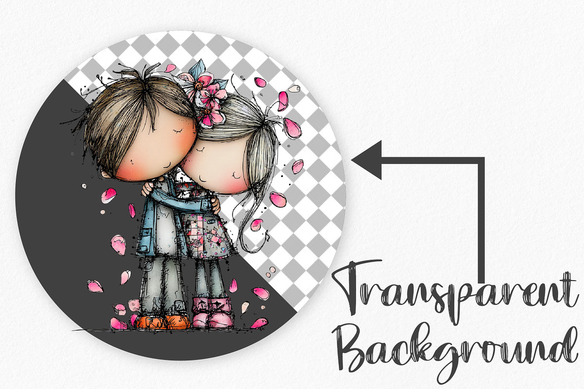 Whimsical Valentine Couple Clipart, an Illustration by Canvas Craft (Photo 2 of 6)