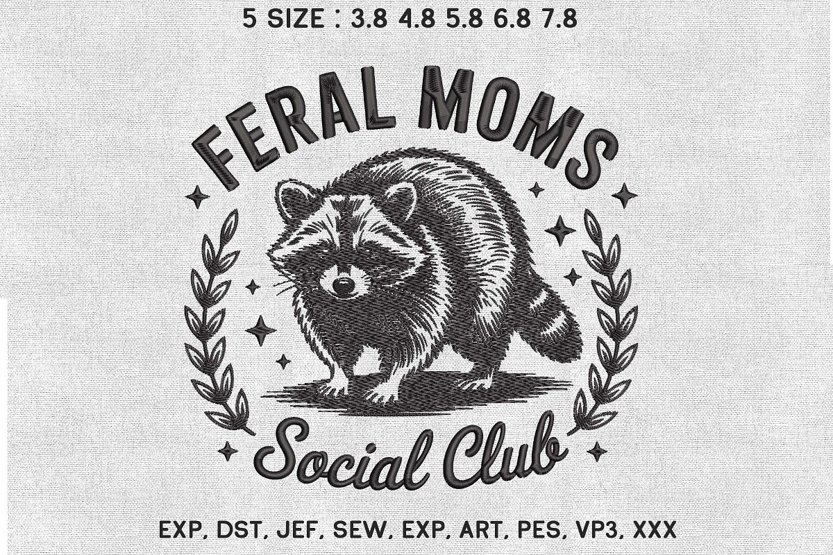 Feral Moms Social Club Raccoon Embro, an Illustration by Moss Rose (Photo 1 of 3)