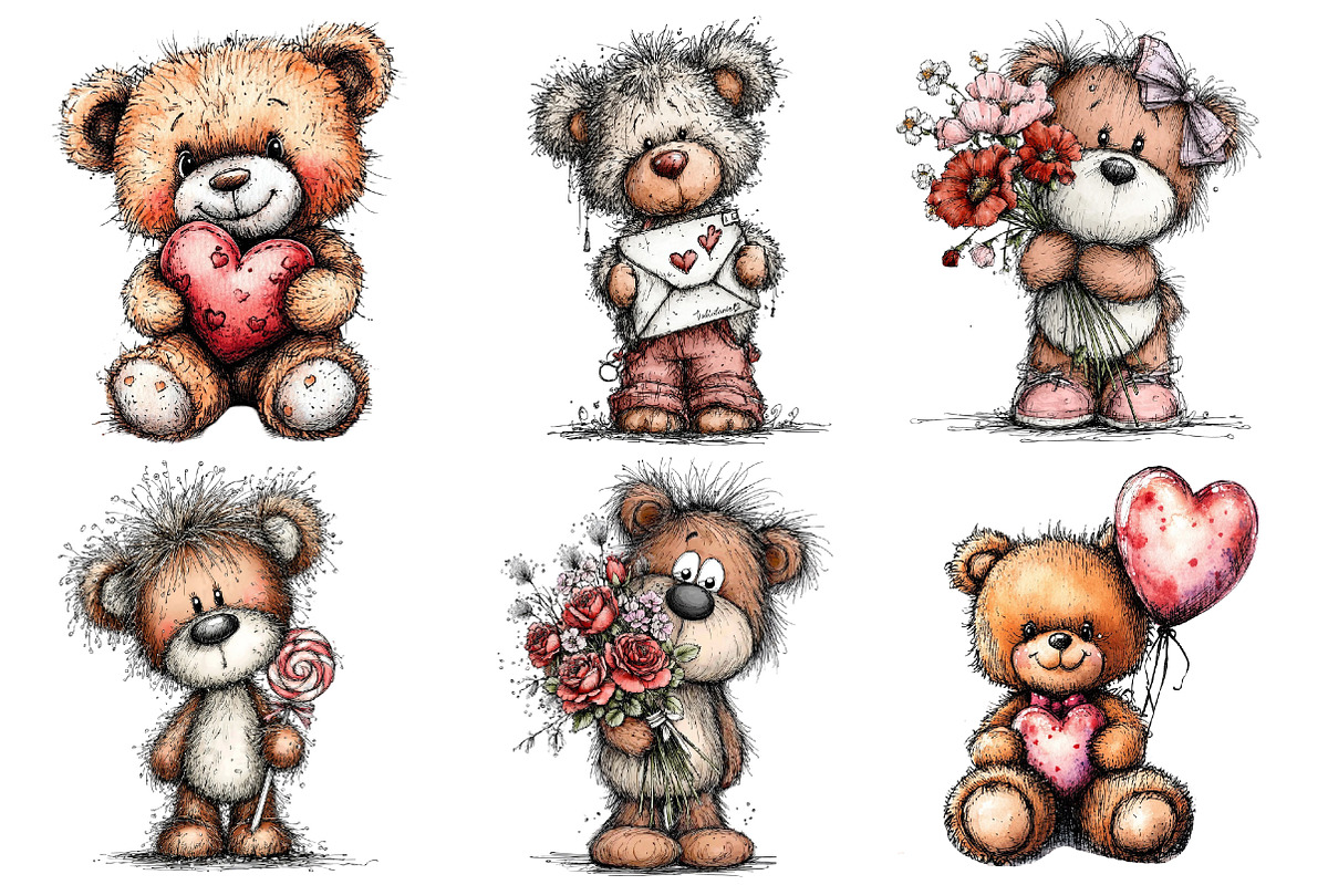Valentine's Teddy Bear Clipart, an Illustration by Dream Creation (Photo 6 of 7)