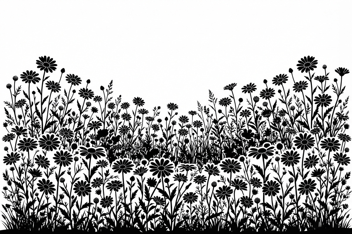 60 Daisy Flower Field Silhouette, a Seasonal Illustration by Amazin_art (Photo 35 of 35)