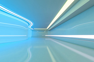 Abstract modern architecture containing white, blue, and background