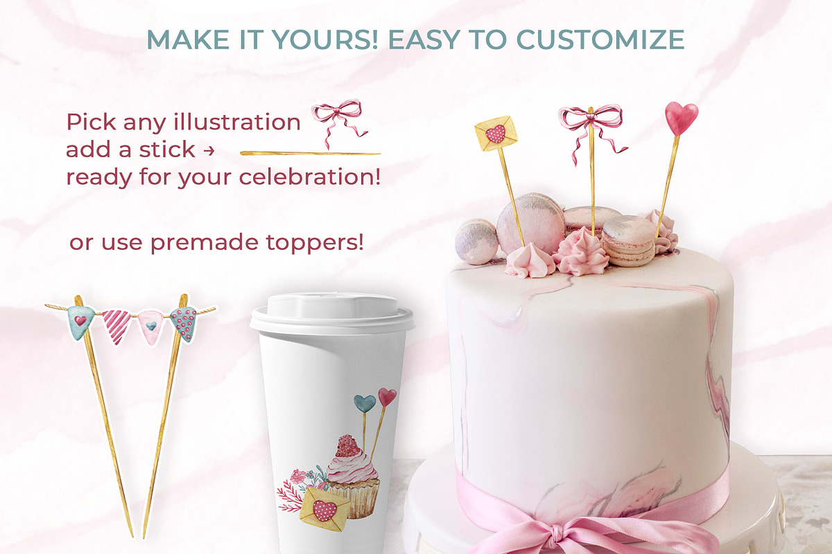 Romantic Watercolor Clipart set, a Decorative Illustration by WatercolorElena (Photo 4 of 11)