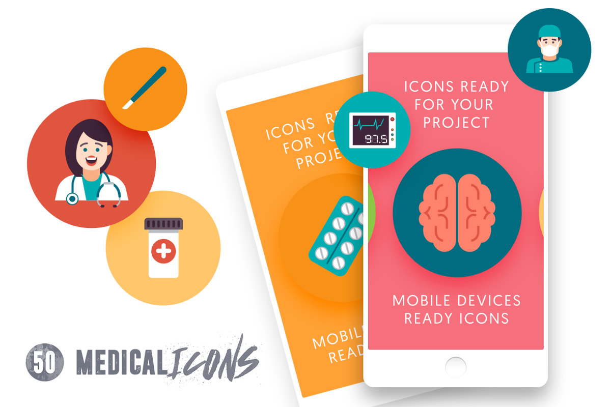 50 Medical Flat Icons, an Outline Icon by Dighital (Photo 4 of 6)