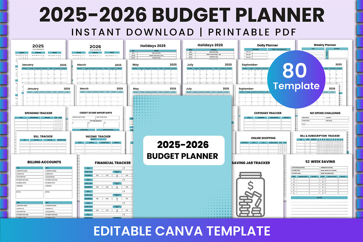 2025-2026 Budget Planner For Canva, a Stationery Template by Shumaya (Photo 1 of 9)