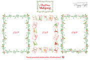 Christmas Mahjong watercolor clipart, a Seasonal Illustration by TheHappyGiftArt (Thumbnail 3 of 8)