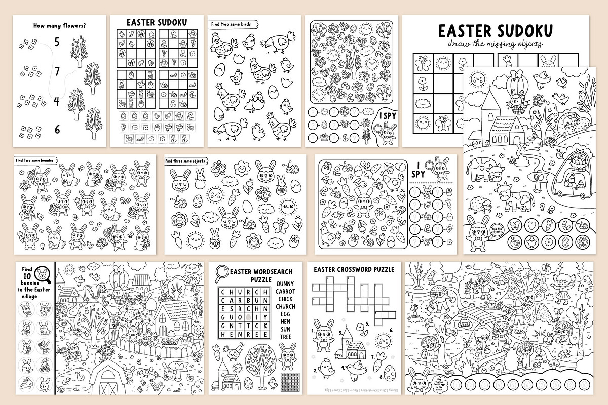 Easter village coloring games, an Education Illustration by Lexi Claus (Photo 5 of 16)