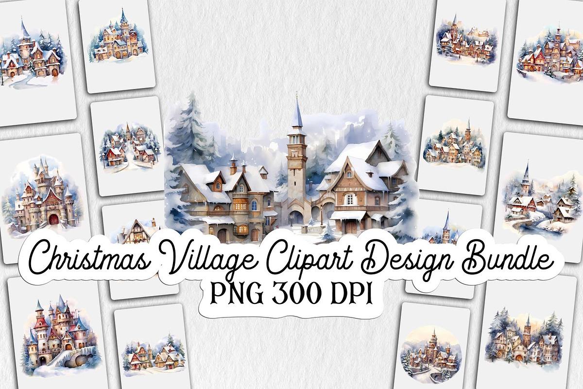 Christmas Village Clipart Design, an Illustration by Moon Studio (Photo 1 of 11)